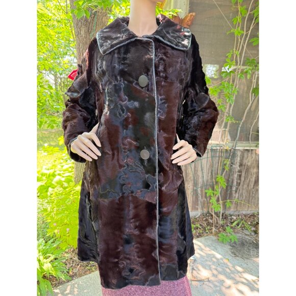 Vintage 60s ASTRAKHAN Fur Coat Persian Lamb BROADTAIL - Picture 1 of 16